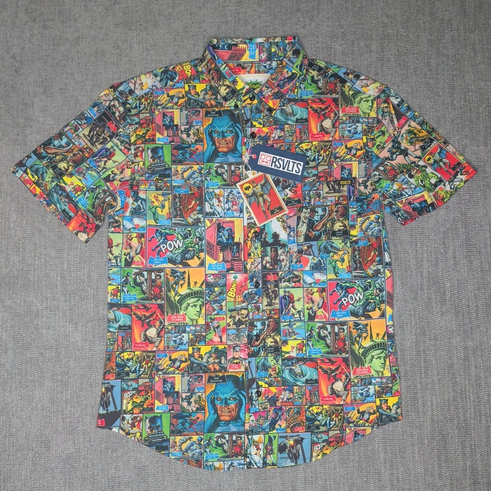 RSVLTS Batman Classic TV Series Pow Boom Zing KUNUFLEX Shirt Mens Medium NWT